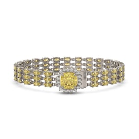25.15 ctw Citrine & Diamond Bracelet 14K White Gold