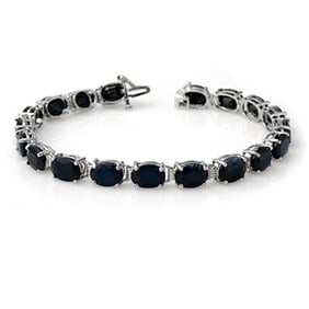35.0 ctw Blue Sapphire Bracelet 10k White Gold