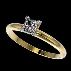 0.50 ctw Certified VS/SI Quality Princess Diamond Ring 10k Yellow Gold