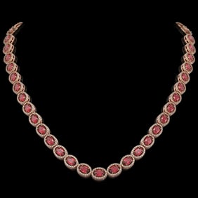 31.1 ctw Tourmaline & Diamond Micro Pave Halo Necklace 10k Rose Gold