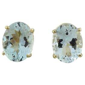 Aquamarine 14K Yellow Gold Earrings