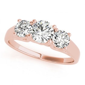 0.50 ctw Certified VS/SI Diamond 3 Stone Ring 18k Rose Gold