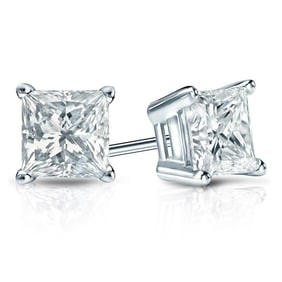 Natural 1.50 CTW Diamond Stud Earrings 14K White Gold