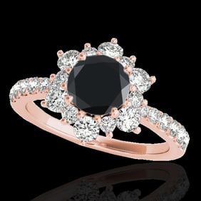 2 ctw Certified VS Black Diamond Solitaire Halo Ring 10k Rose Gold