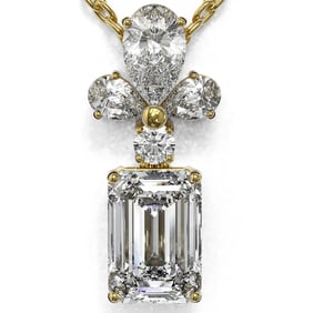 1.4 ctw Emerald Cut Diamond Designer Necklace 18K Yellow Gold