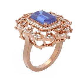 5.5 ctw Tanzanite & Diamond Ring 18K Rose Gold