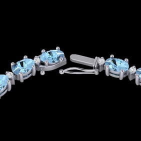 37.5 ctw Aquamarine & VS/SI Diamond Eternity Necklace 10k White Gold
