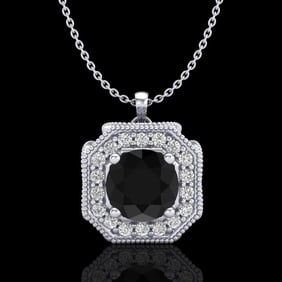 1.54 ctw Fancy Black Diamond Art Deco Stud Necklace 18k White Gold