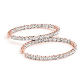 7 ctw Diamond VS/SI Certified 20 MM HOOP Earrings 14K Rose Gold