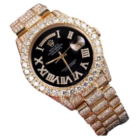 Rolex Day-Date Genuine Diamonds Black Roman