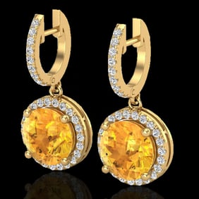 4 ctw Citrine & Micro Pave VS/SI Diamond Designer 18k Yellow Gold
