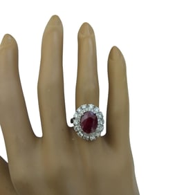 Ruby Diamond Ring 14K White Gold