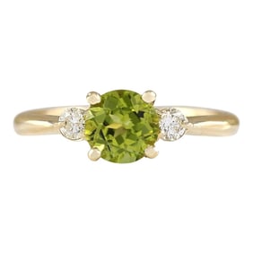 Peridot Diamond Ring 14K Yellow Gold