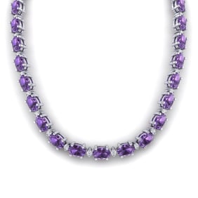 46.5 ctw Amethyst & VS/SI Diamond Eternity Necklace 10k White Gold
