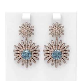 6.2 ctw Aquamarine & Diamond Earrings 18K Rose Gold