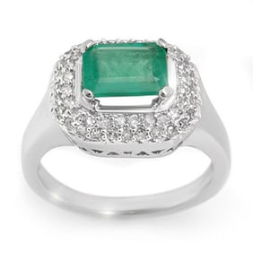 1.90 ctw Emerald & Diamond Ring 14k White Gold