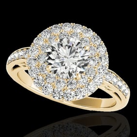 2.25 ctw Certified Diamond Solitaire Halo Ring 10k Yellow Gold