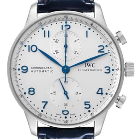IWC Portuguese Chrono Silver Dial Blue
