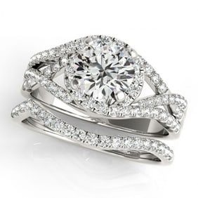 2.15 ctw Certified VS/SI Diamond 2pc Set Solitaire Halo 14k White Gold