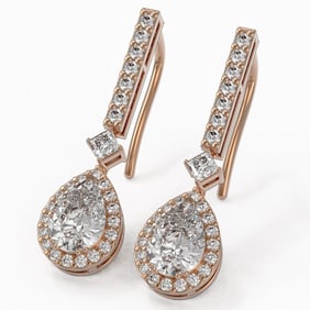 2.4 ctw Pear Cut Diamond Designer Earrings 18K Rose Gold