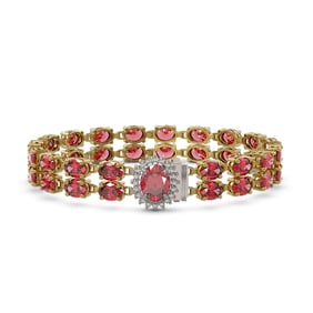 26.92 ctw Tourmaline & Diamond Bracelet 14K Yellow Gold
