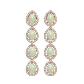 6.2 ctw Opal & Diamond Micro Pave Halo Earrings 10k Rose Gold