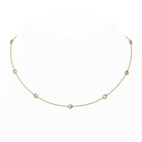 3 ctw Pear Cut Diamond Station Necklace 18K Yellow Gold