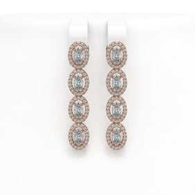 4.52 ctw Oval Cut Diamond Micro Pave Earrings 18K Rose Gold