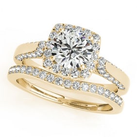 1.79 ctw Certified VS/SI Diamond 2pc Wedding Set Halo 14k Yellow Gold