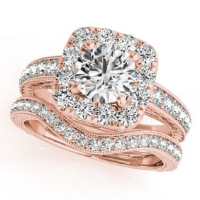 1.3 ctw Certified VS/SI Diamond 2pc Wedding Set Halo 14k Rose Gold