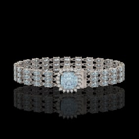 23.78 ctw Aquamarine & Diamond Bracelet 14K White Gold