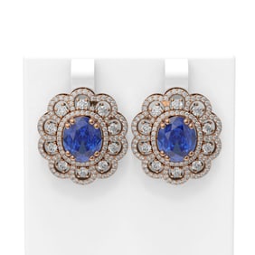 12.21 ctw Tanzanite & Diamond Earrings 18K Rose Gold