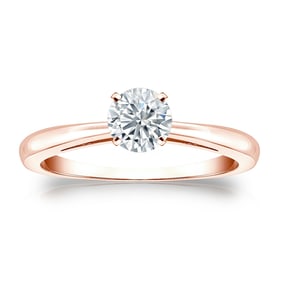 Natural 0.50 CTW Diamond Solitaire Ring 18K Rose Gold