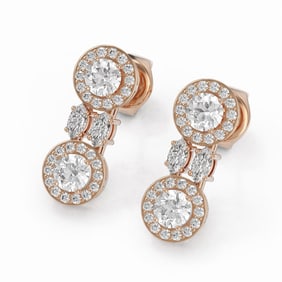 2 ctw Diamond Designer Earrings 18K Rose Gold