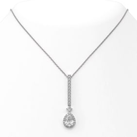 1.6 ctw Pear Cut Diamond Designer Necklace 18K White Gold