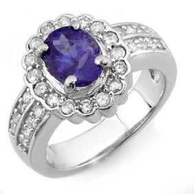 2.60 ctw Tanzanite & Diamond Ring 14k White Gold
