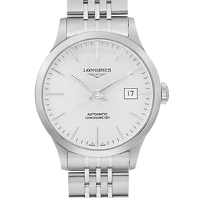 Longines Record 38.5mm Steel Silver Dial