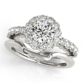 1.75 ctw Certified VS/SI Diamond 2pc Wedding Set Halo 14k White Gold