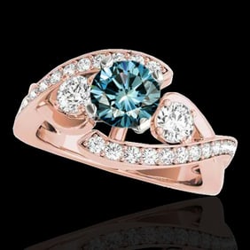 2.26 ctw SI Certified Fancy Blue Diamond Bypass Ring 10k Rose Gold