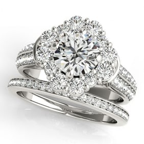 2.38 ctw Certified VS/SI Diamond 2pc Wedding Set Halo 14k White Gold