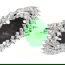 Natural Emerald Diamond Ring In 14K Solid White Gold