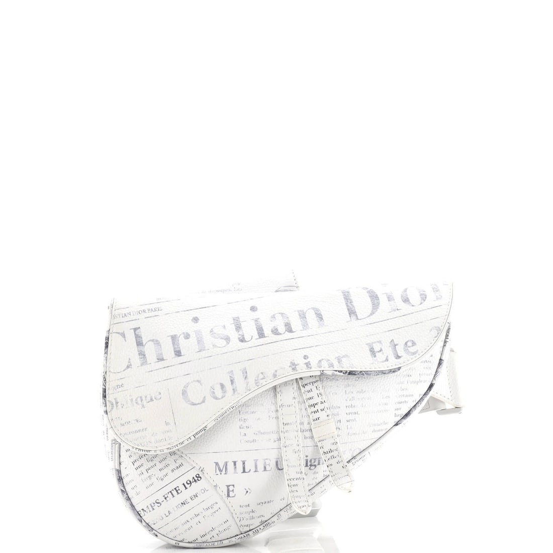 Christian Dior Daniel Arsham Saddle Crossbody: Christian Dior Daniel Arsham Saddle Crossbody Bag Printed Leather Exterior Color: White Interior Color: Black Exterior Material: Leather Interior Material: Nylon Hardware Color: Aged Silver, Aged Gold