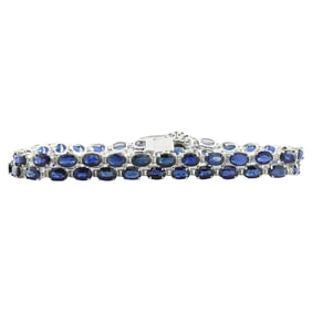 Sapphire Diamond Bracelet In 14K White
