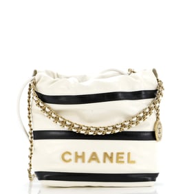 Chanel 22 Chain Hobo Striped Shiny