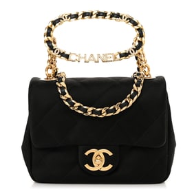 Chanel Satin Quilted Mini Logo Flap