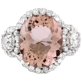 Natural Morganite Diamond Ring In 18K