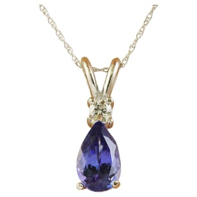 Tanzanite Diamond Necklace 14K White Gold