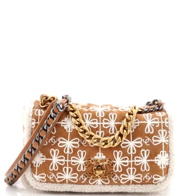 Chanel 19 Flap Bag Embroidered Suede