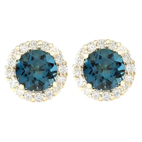 Topaz Diamond Earrings 14K Yellow Gold