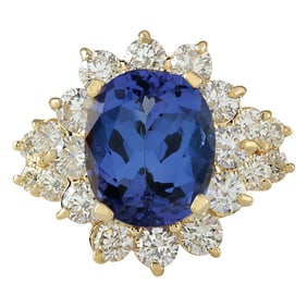 Natural Tanzanite Diamond Ring In 18K